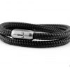 Wrap bracelet Fischers Fritze, Shrimp sailing rope  black, engraving stainless steel magnetic clasp