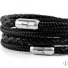 Bracelet leather black braided and sailing rope black, Fischers Fritze Shrimp