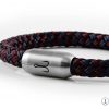 Bracelet Fischers Fritze from sailing rope, Mackerel navy blue dark red, stainless steel engraving
