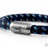 Bracelet engraving fish hook Fischers Fritze Mackerel  from sailing rope, steel blue navy silver gray stainless steel clasp
