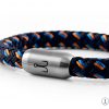 Armband Makrele von Fischers Fritze aus marineblau orange stahlblau Segeltau mit Edelstahlverschluss Gravur