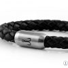 Bracelet Fischers Fritze Mackerel  leather braided black, engraving stainless steel clasp