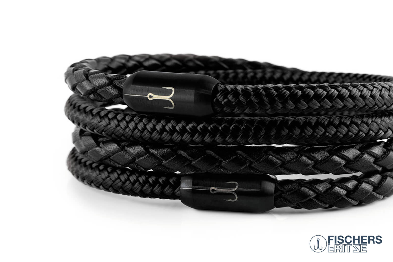 Bracelet leather & sailing rope combination Torpedo Shrimp Karl