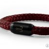 Maritime Fischers Fritze bracelet, Torpedo Mackerel magnetic clasp black with stainless steel engraving, sailing rope dark red