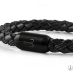 bracelet fischers fritze Torpedo Mackerel  black cotton leather braided stainless steel maritime