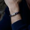 Armband Fischers Fritze Makrele Segeltau marineblau weiss rot Edelstahl-Magnetverschluss mit Gravur