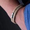 Magnetverschluss Armband Segeltau mit Fischers Fritze Angelhaken-Gravur auf Edelstahl