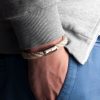 Reverse natural sail rope bracelet with stainless steel magnetic clasp rose gold, king mackerel Fischers Fritze