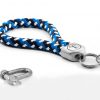 Keychain sailing rope Fischers Fritze  navy blue white blue with ring, scales, pendant and Eden steel engravings